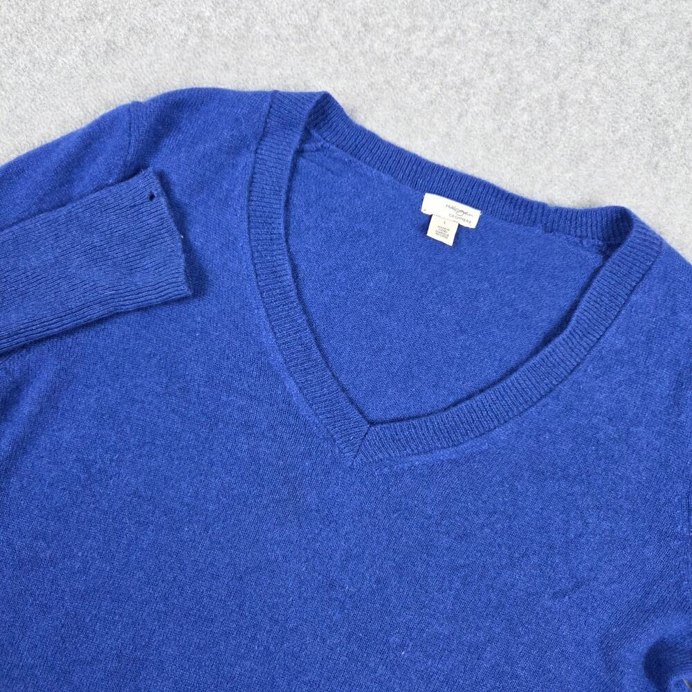 Halogen Cashmere Womens Large Blue V Neck Sweater